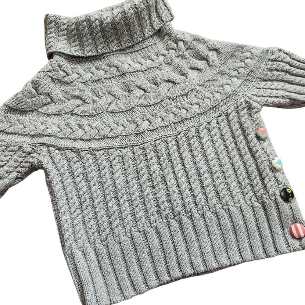 Matilda Jane Sweater Girls Kids 6 Knit Chunky Boho Buttons Gray‎